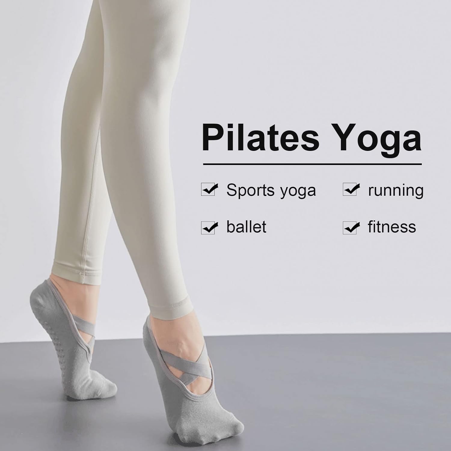 Lot De 2 Paires De Chaussettes De Yoga Antidérapantes - Coton Et élasthanne - Taille Unique 2-7 UK
