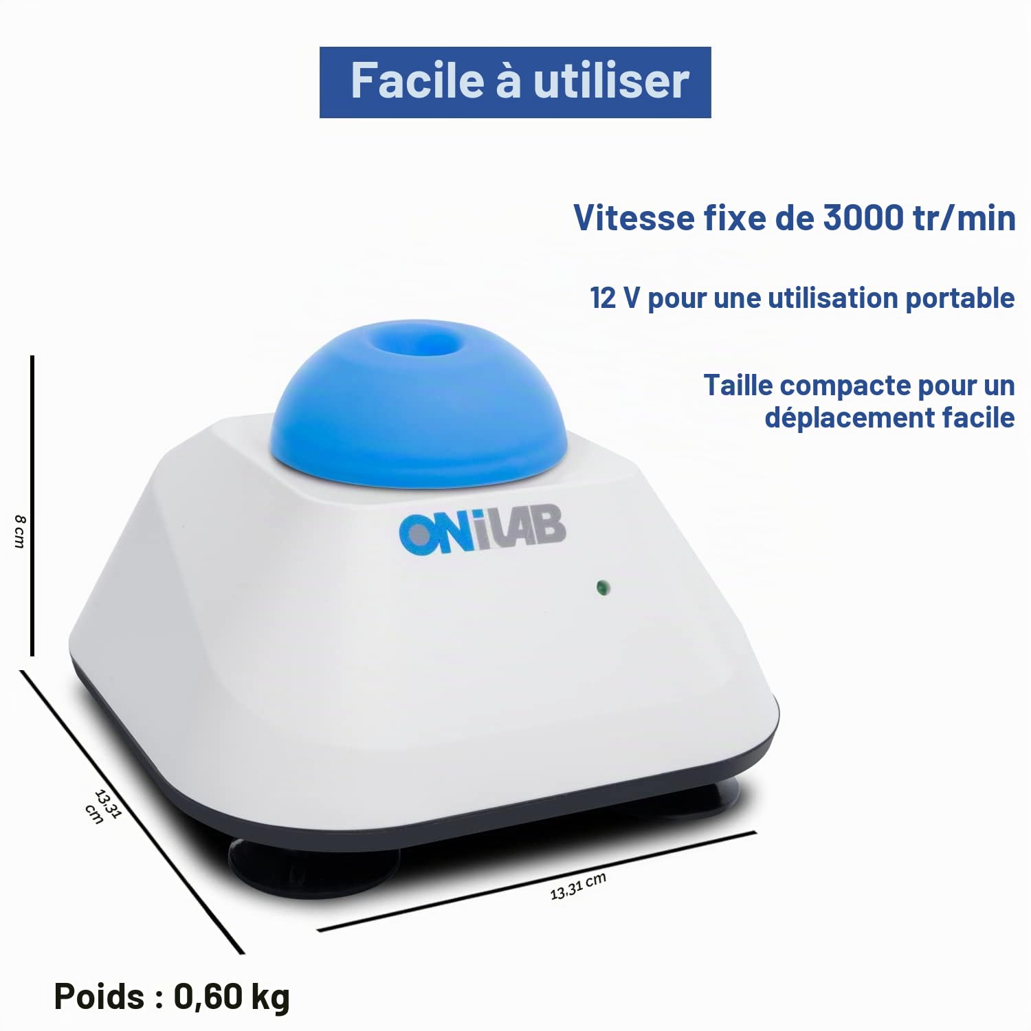 ONiLAB Mini Vortex Mixer avec fonction tactile, mélange en laboratoire, mélange de vernis à ongles, de colles pour cils et de peintures acryliques，120pcs 7/32in Balls Mixing,Bleu