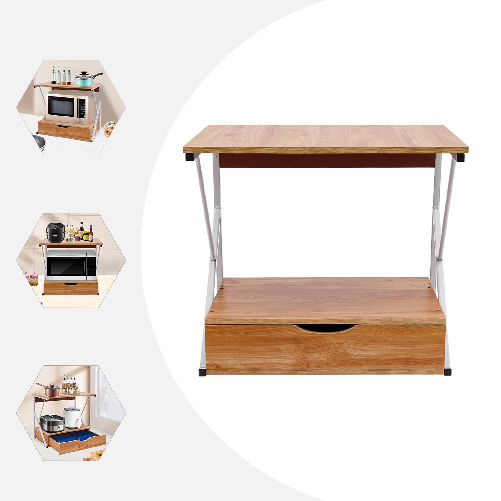 Scaffalatura per forno a microonde 2 livelli, cassetti e protezione, 10 kg, 54x35x50 cm