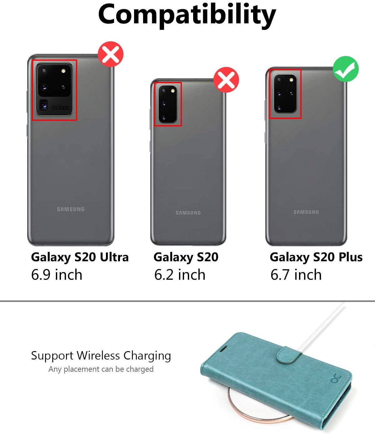 OCASE Galaxy S20 Plus Wallet Case, Galaxy S20+ Plus PU Leather Flip Case with RFID Blocking Card Holder Kickstand Magnetic, Shockproof Phone Cover for Samsung Galaxy S20 Plus 6.7 Inch-Mint Green