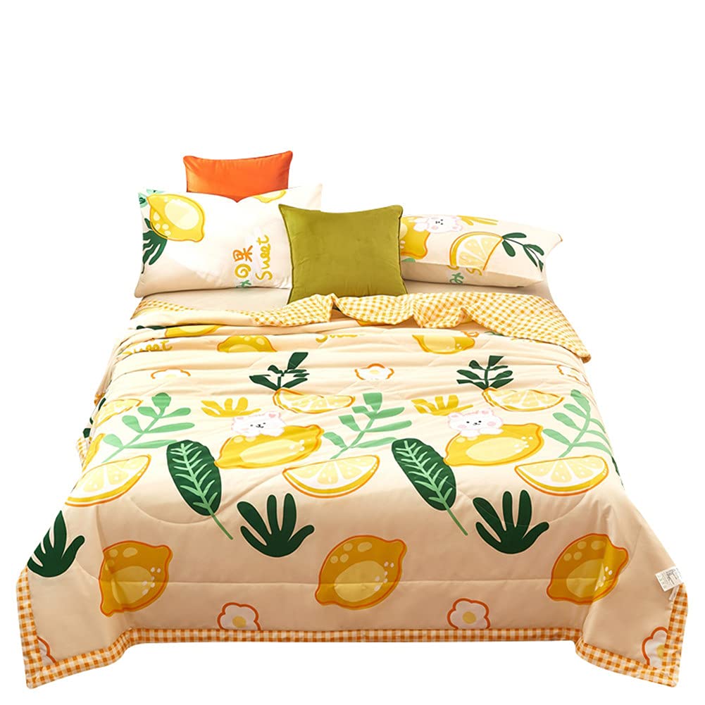 Couvre-lit style nordique citron fruit pour une chambre lumineuse et cocooning