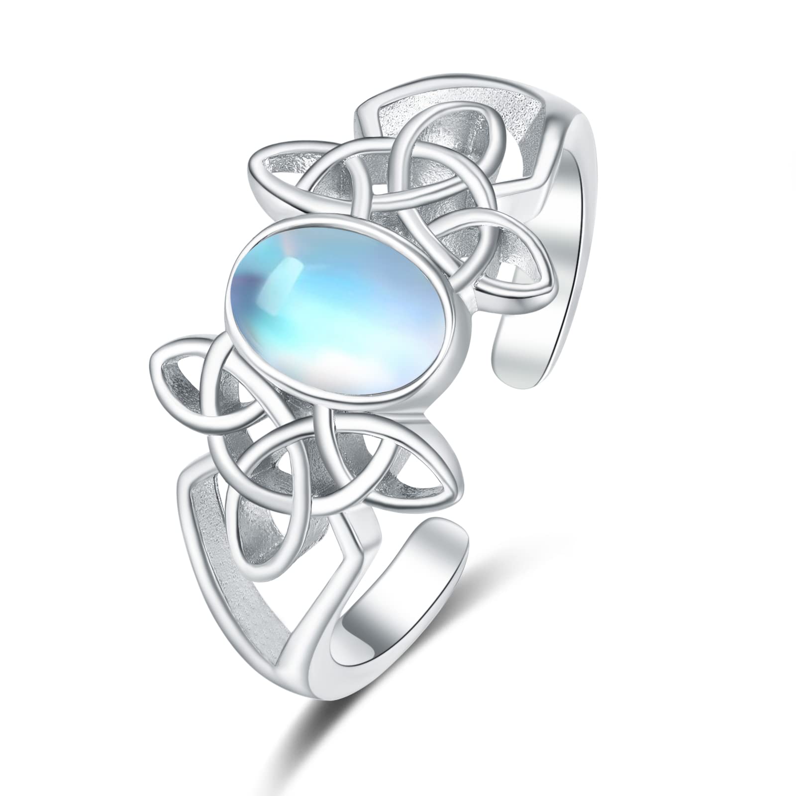 KINGWHYTE Keltischer Ring Sterling Silber Edelstein Ring Verstellbarer Offener Ring Keltischer Schmuck Geschenke für Frauen Frau Freundin Schwester Freunde