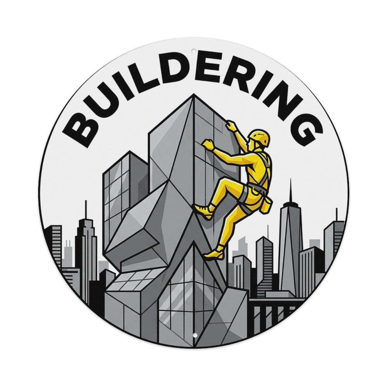 Vintage Buildering Extreme Sports Vintage Metal Tin Sign Plaque Wall Decor for Cafe, Club Bar, Office, Garden Metal Poster 8x8Inch