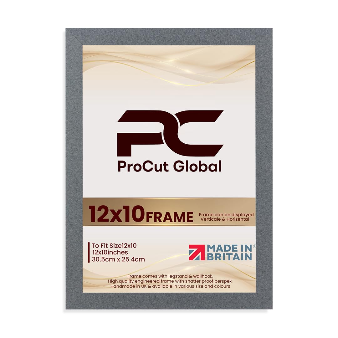 Procut Global 12X10 Dark Grey Picture Frames – Sleek Wooden Photo Frame with Shatterproof Perspex for Wall or Tabletop – Perfect for Posters, Certificates, Prints–Multiple Sizes & Colors Available