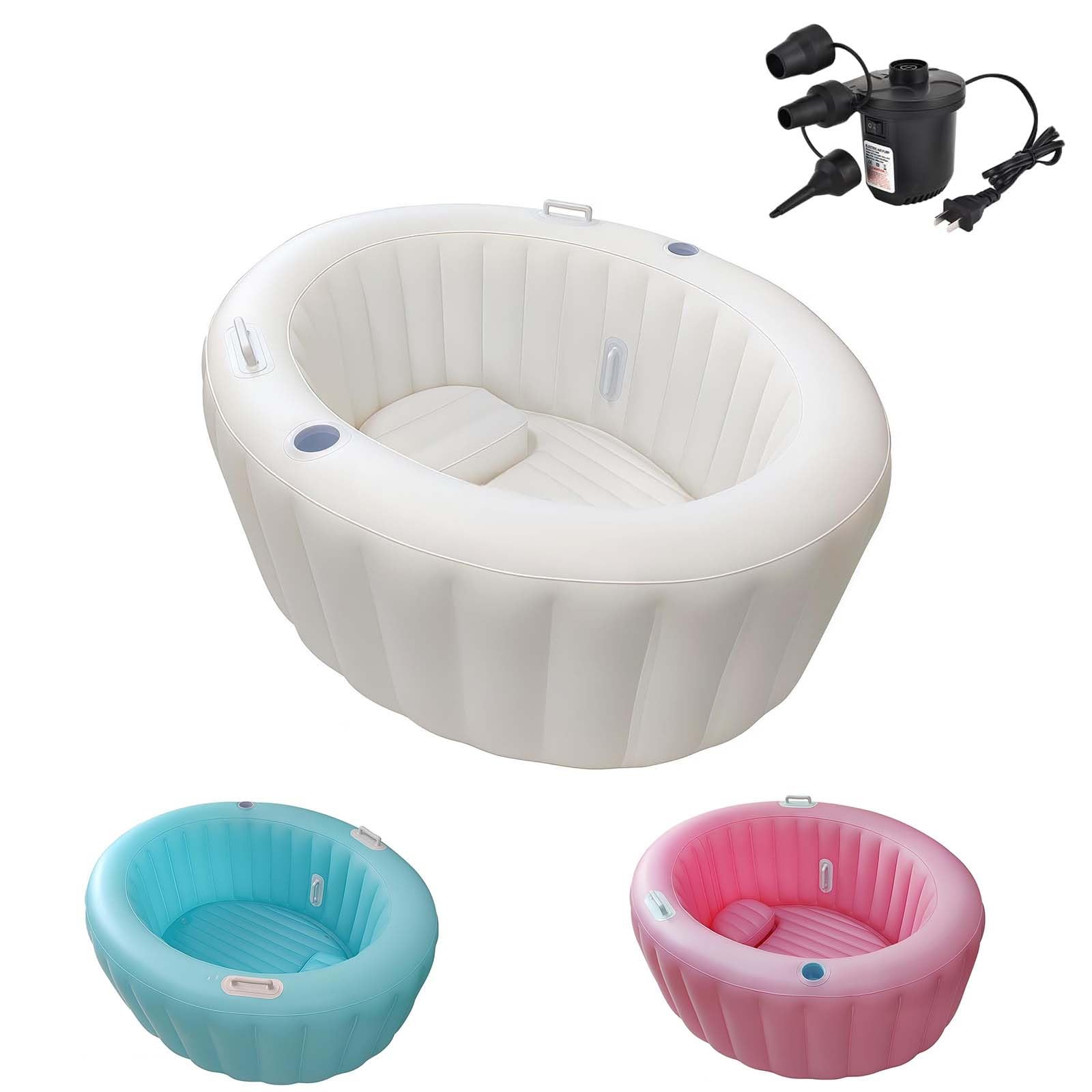Aufblasbare Geburtswanne für zu Hause, Premium-Geburtswanne, cremige Marshmallow-Wehenwanne für Wassergeburt, Entspannung, Schwimmen für Kleinkinder, umweltfreundliches PVC(White)