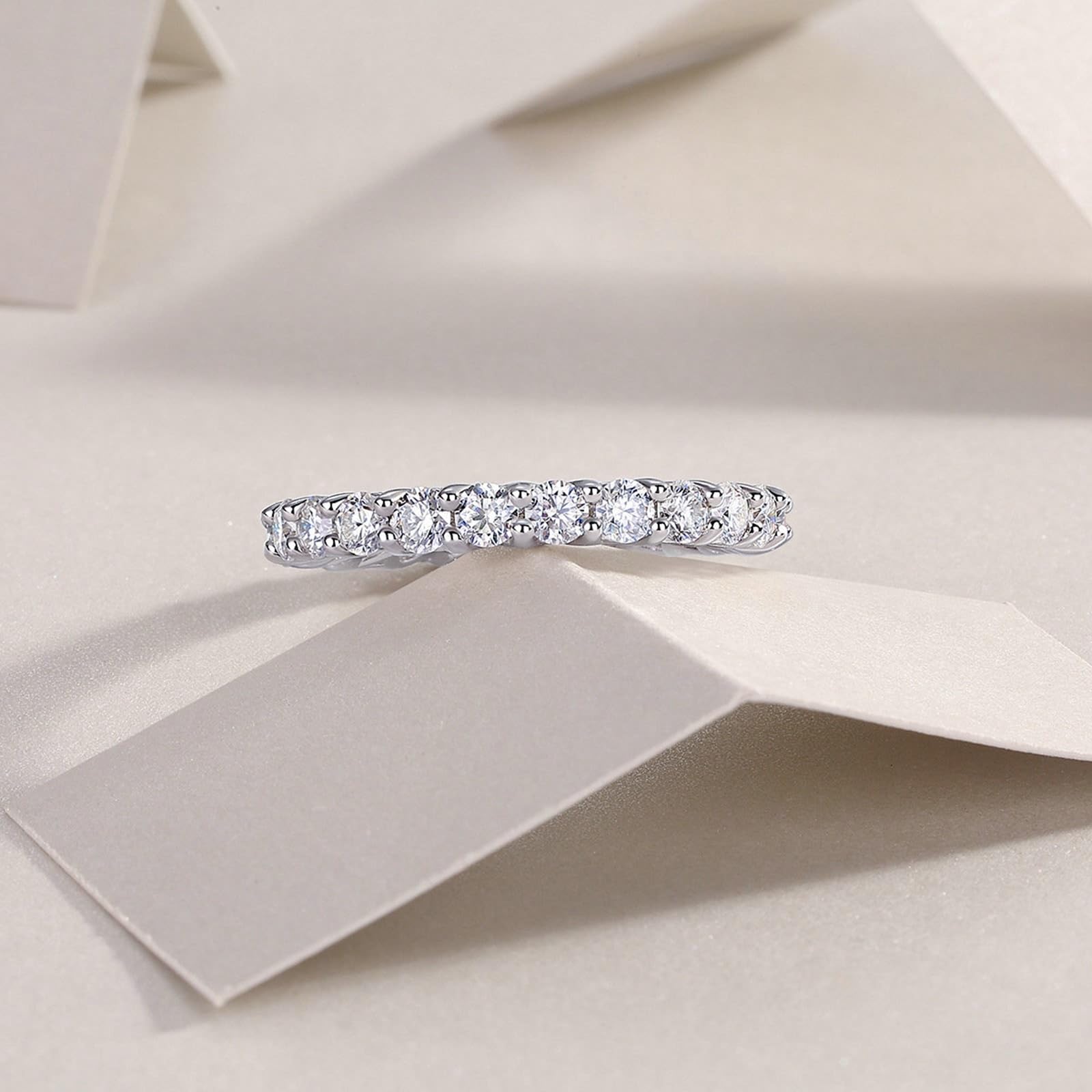 KnSam Anillo de boda de platino PT950, anillo de boda eterno con diamante creado en laboratorio, talla 53 (16,9)
