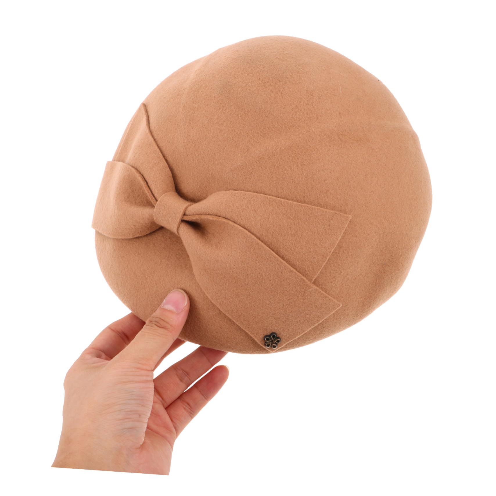 Hohopeti Sombrero de Lana para Mujer Francés Vintage Khaki Cálido Otoño Invierno para Eventos Formales y Fiestas