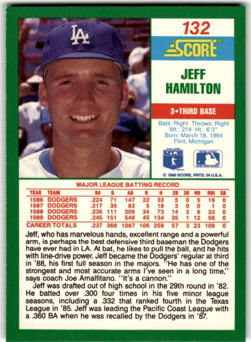 Amazon.com: 1990 Score #132 Jeff Hamilton Baseball Card