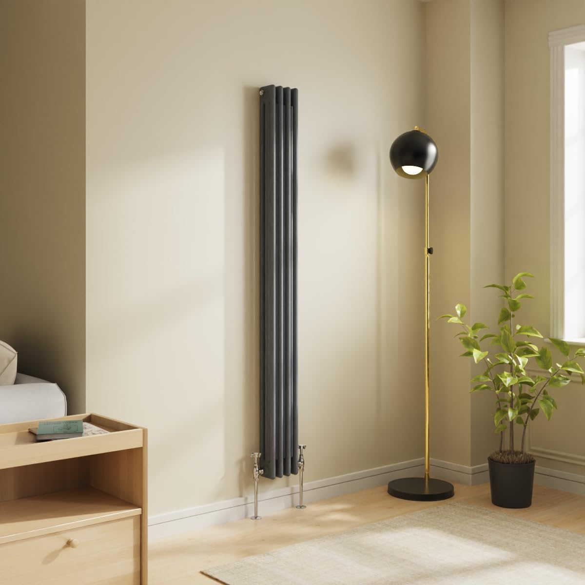 NRG 1800x200 Traditional Colosseum Cast Iron Radiator Anthracite 3 Panel