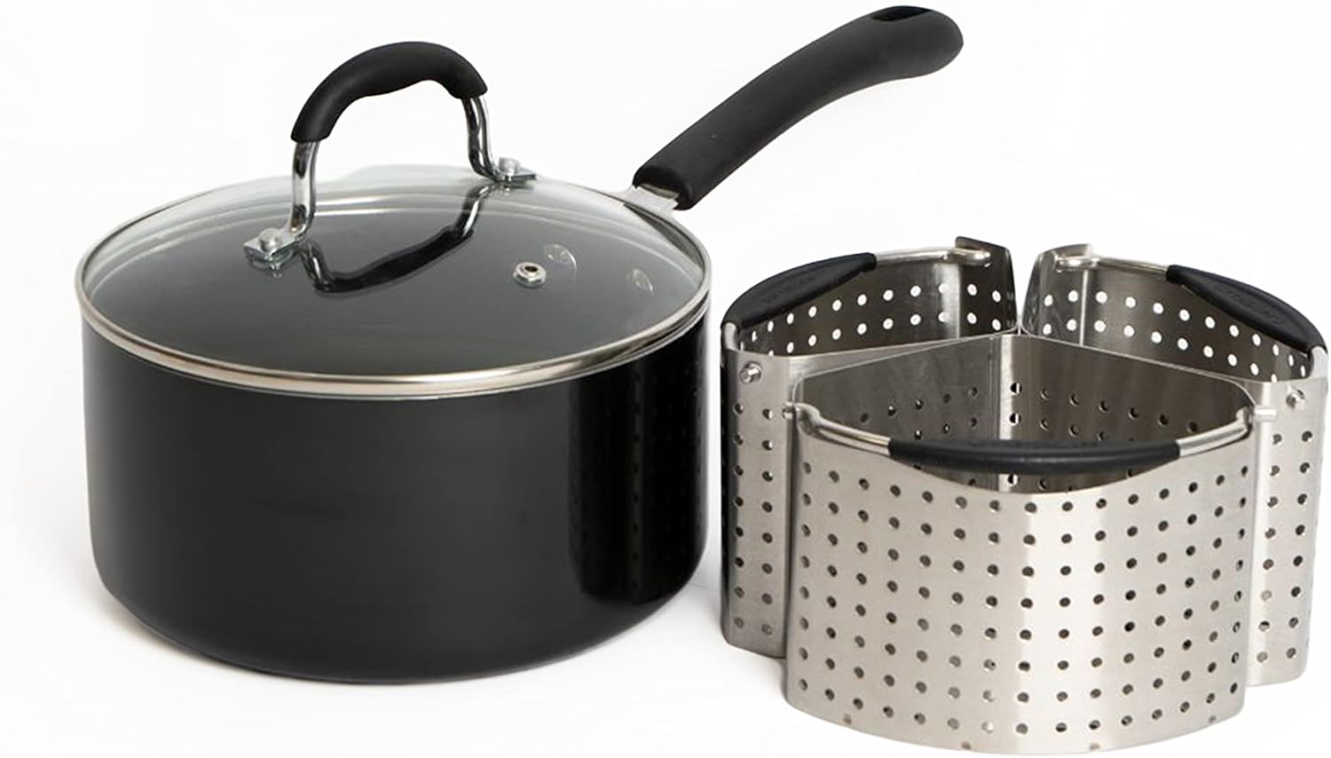Bundle of MasterClass Aluminium NonStick Enamel Saucepan with Lid, 20