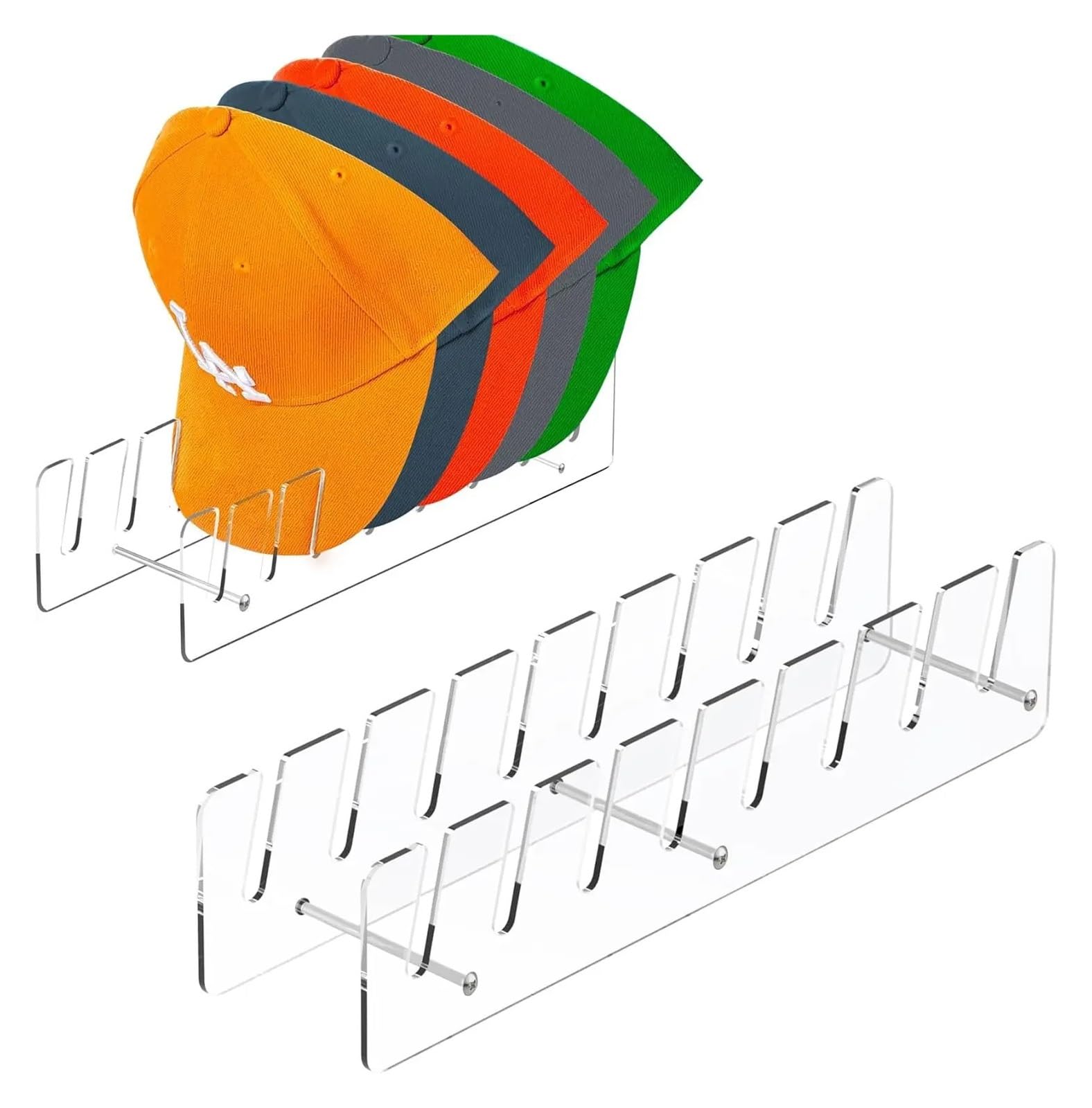 LNNXSZ Hat Storage 2-Pack Hat Stand For 16 Caps, Clear Baseball Cap Holder For Closet, Bedroom, Entryway