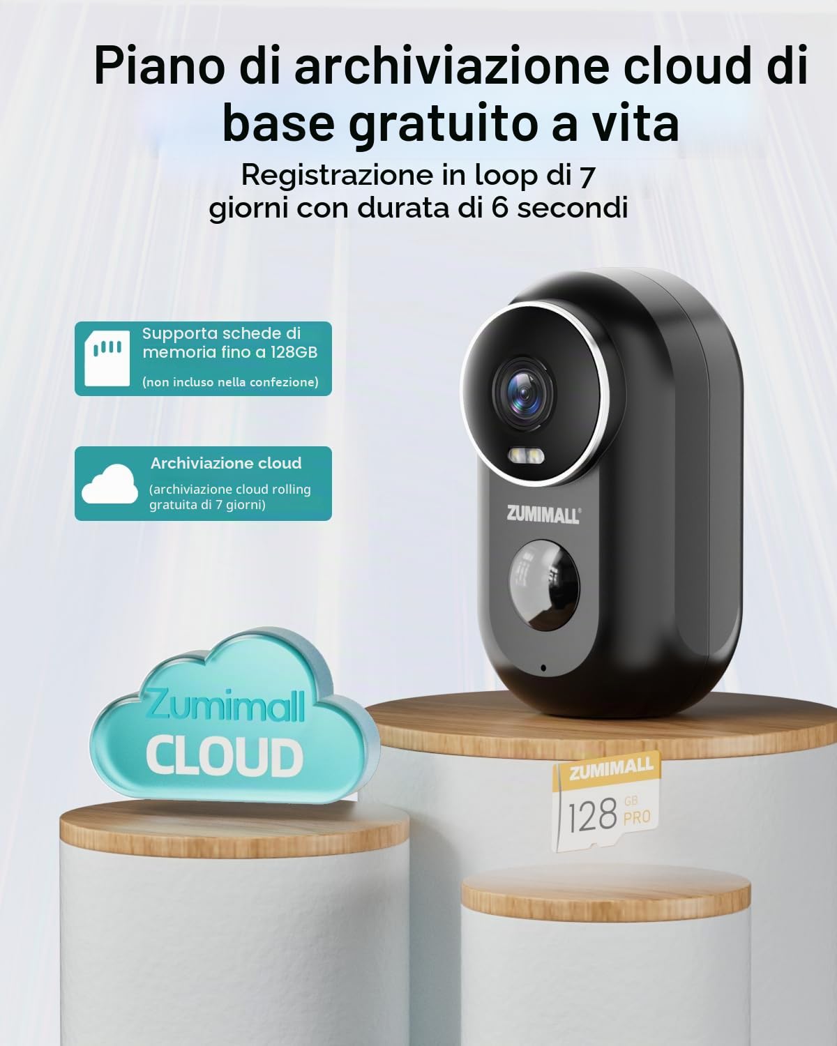 ZUMIMALL 2 Confezioni Telecamera Wi-Fi Esterno Batteria Senza Fili, 2K Telecamera Wi-Fi Batteria Senza Fili con Visione Notturna a Colori,Rilevamento del movimento, 2 Vie Audio, Sirena, Cloud