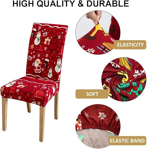 Miniatura 3 de Juego de 6 fundas navideñas para sillas de cocina, fundas de asiento de Navidad para sillas de comedor, fundas de silla de Santa para decoraciones