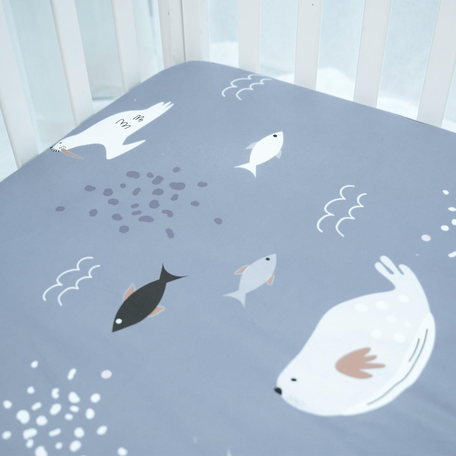 Lenzuola Per Lettino 120x60cm - 2 Pezzi In Microfibra, Angoli Elasticizzati, Tema Balene - Foto 10