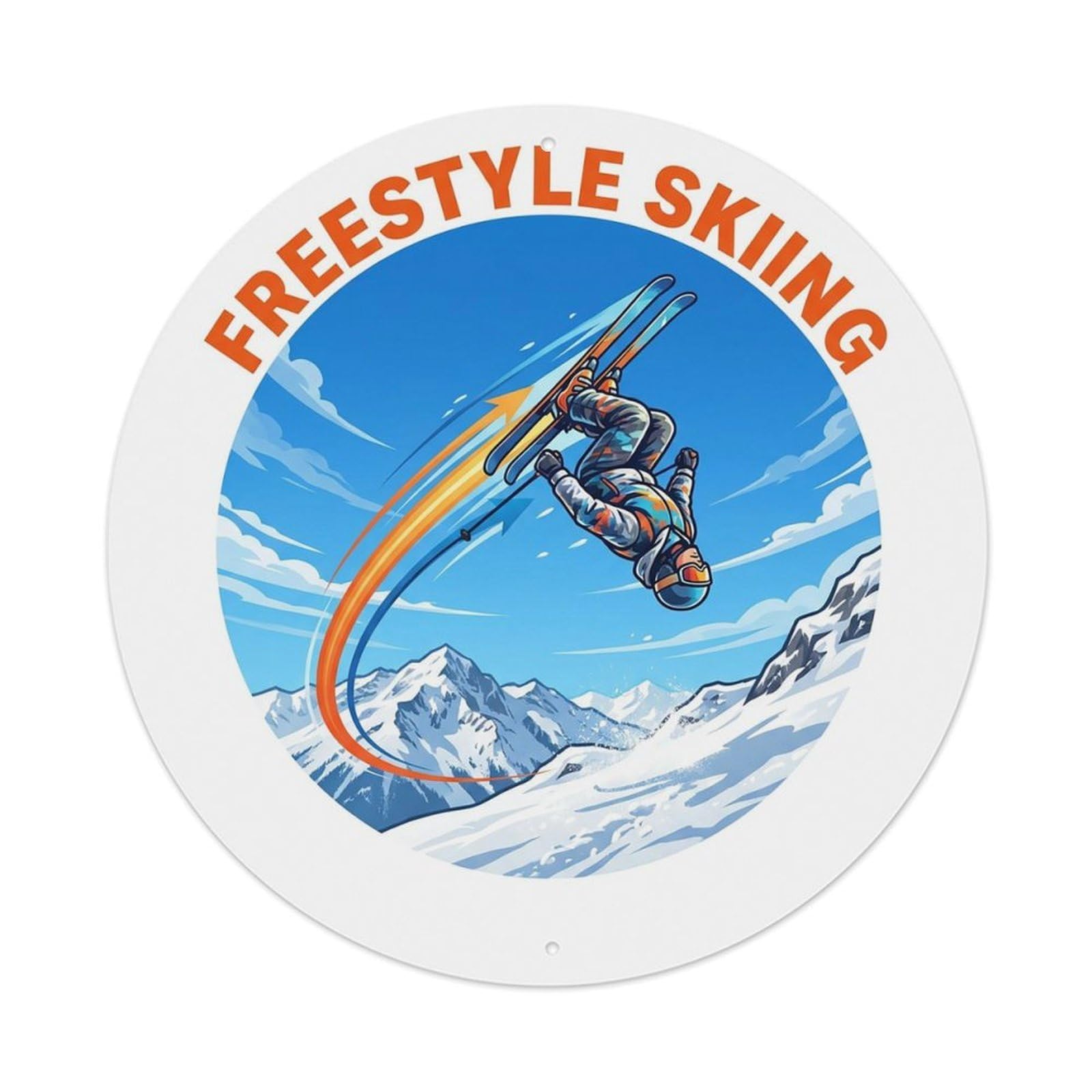 Vintage Freestyle Skiing Extreme Sports Vintage Metal Tin Sign Plaque Wall Decor for Cafe, Club Bar, Office, Garden Metal Poster 8x8Inch