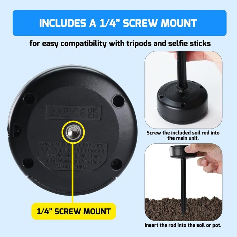 Medidor Digital PAR DLI PPFD 2 en 1, Registrador de Datos, Comprobador de Luz, 400-700 Nm, Fotosintético, IP65, Resistente Al Agua, para Jardinería en Invernaderos.