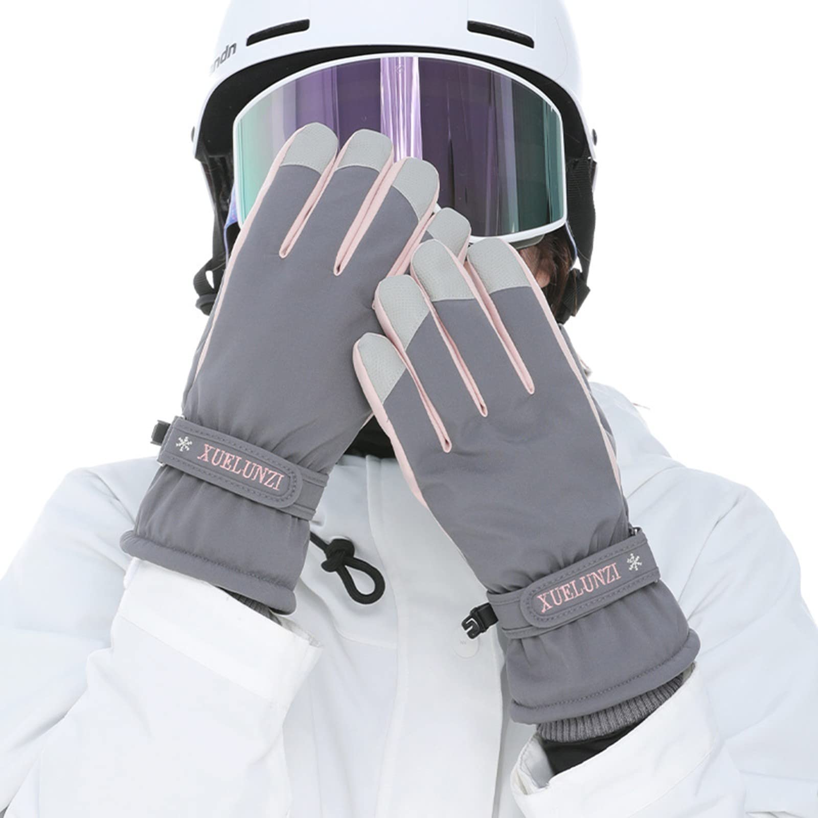 AOKKR Winterhandschoenen, waterdichte warme fietshandschoenen voor heren en dames, winddichte skihandschoenen met touchscreen-functie, outdoor, hardlopen, sporthandschoenen, zwart, S