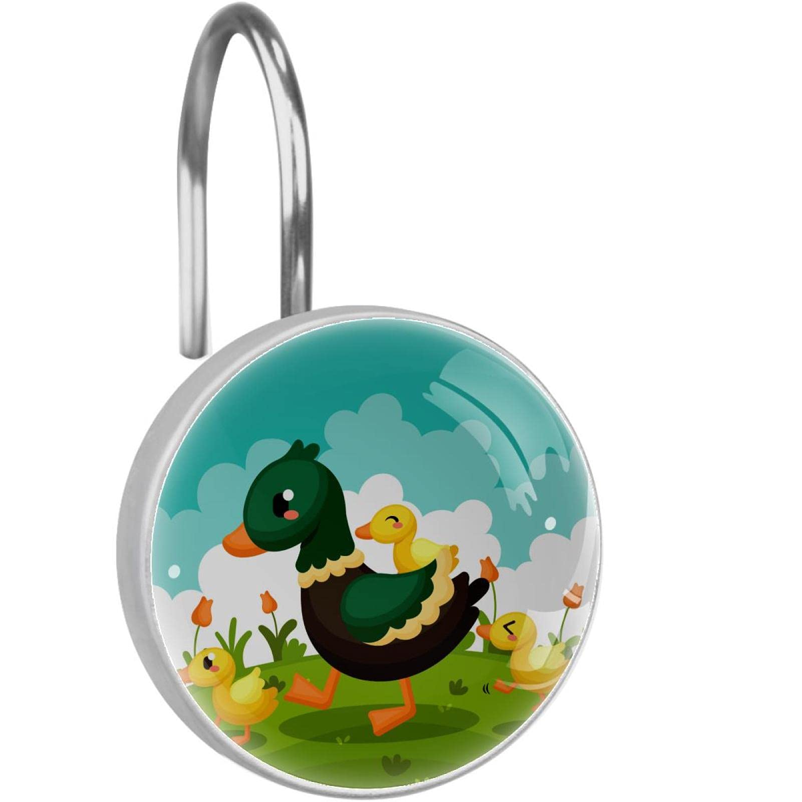 Anneaux de douche antirouille : lot de 12 crochets canard durables