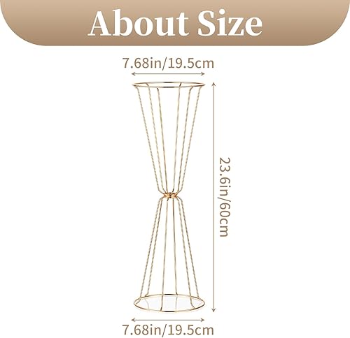 Miniatura 2 de Sziqiqi Jarrones dorados para centros de mesa de boda, juego de 10 centros de mesa altos para mesa de 23.5 pulgadas, jarrones de metal para