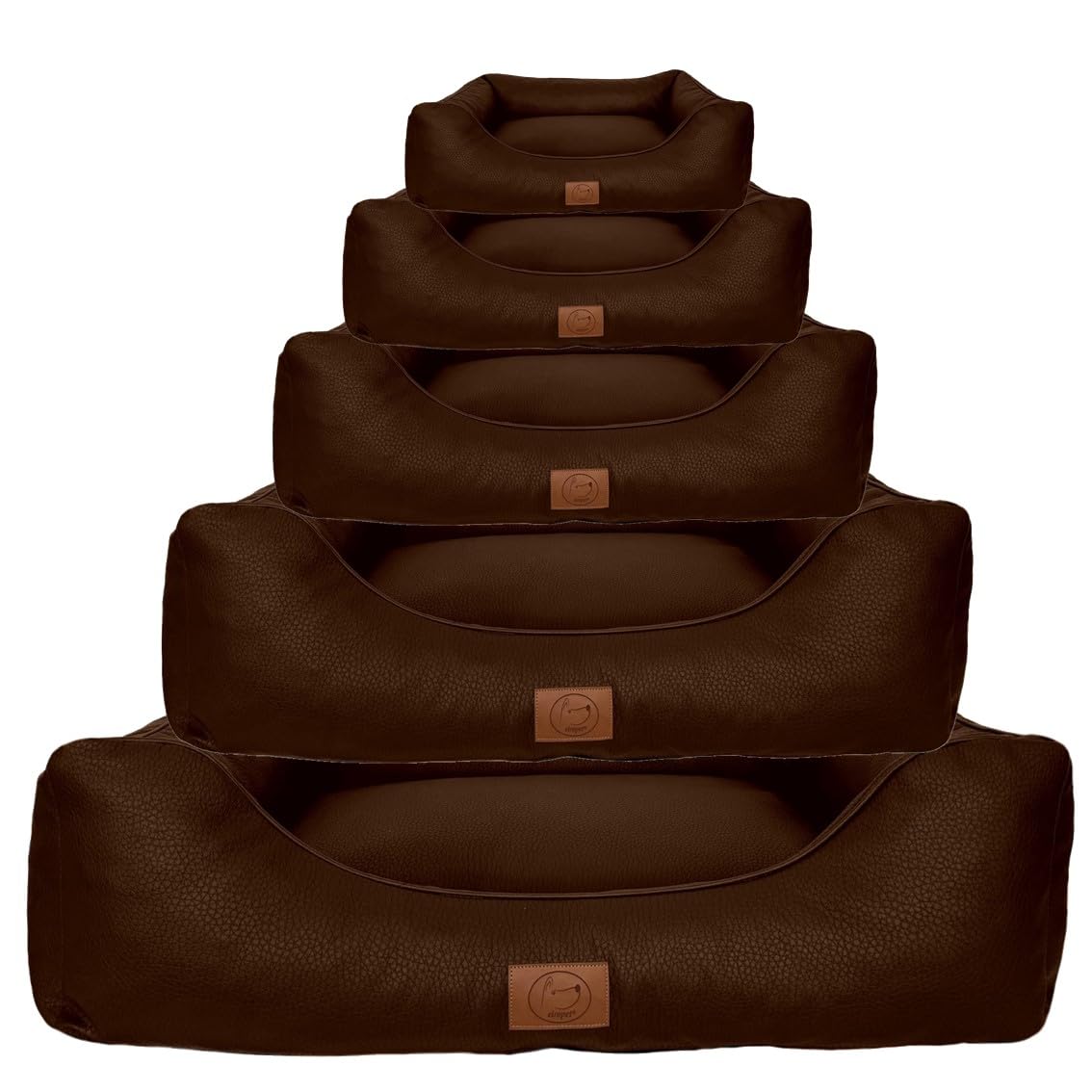 elropet Hundebett orthopädisch aus hochwertigem Kunstleder Milano XS/S/M/L/XL kleine Hunde große Hunde Hundekorb (Dunkelbraun, M (90x75x22cm))