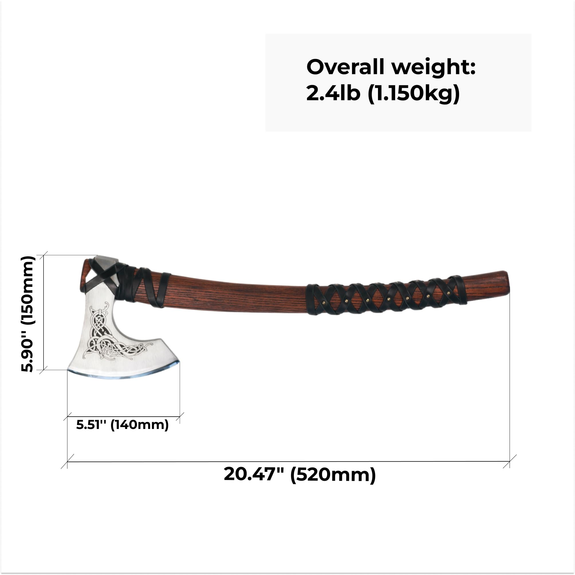 AncientSmithy Viking Axes with Leather Sheath - Forged Bearded Axe - Functional Viking Hatchet - Handmade (Functional Viking Beard Axe)