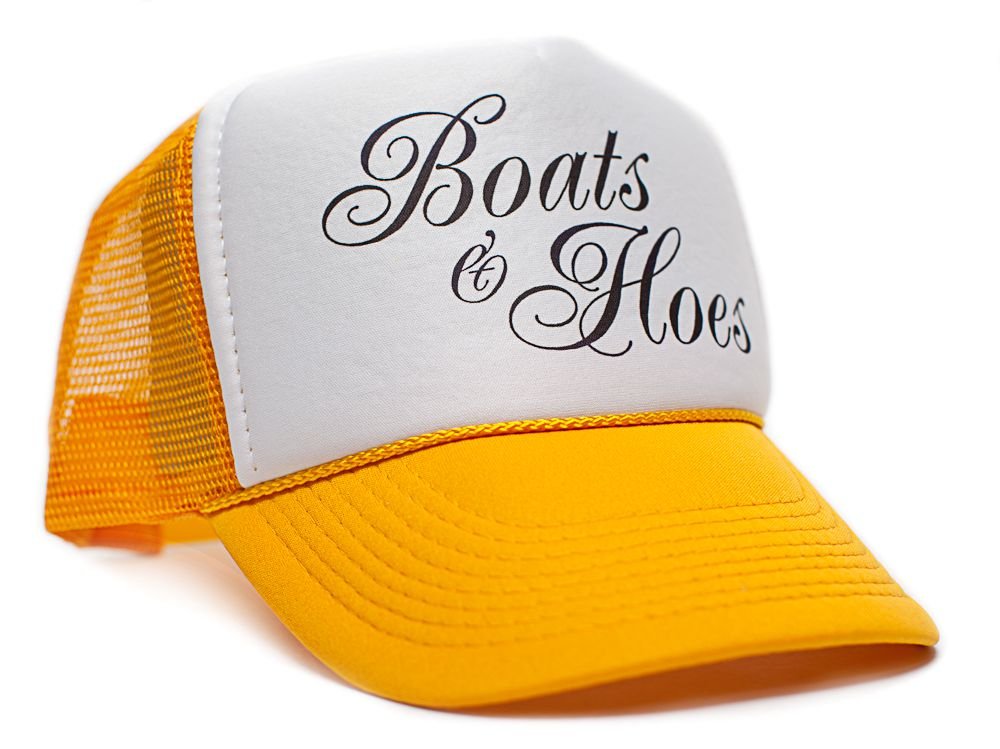 Boats 'N Hoes Movie Cap Hat Unisex Adult Trucker Multi (White/Gold)