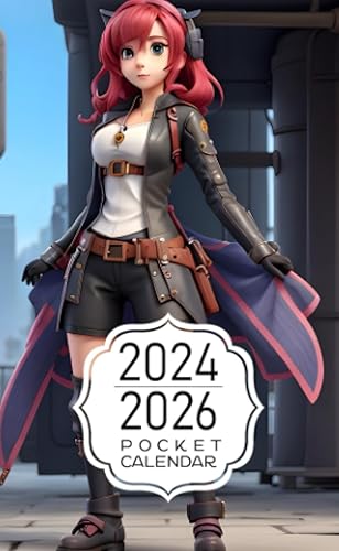 Pocket Calendar 2024-2026: Two-Year Monthly Planner for Purse , 36 Months from January 2024 to December 2026 | Anime format | Feminine outfit |