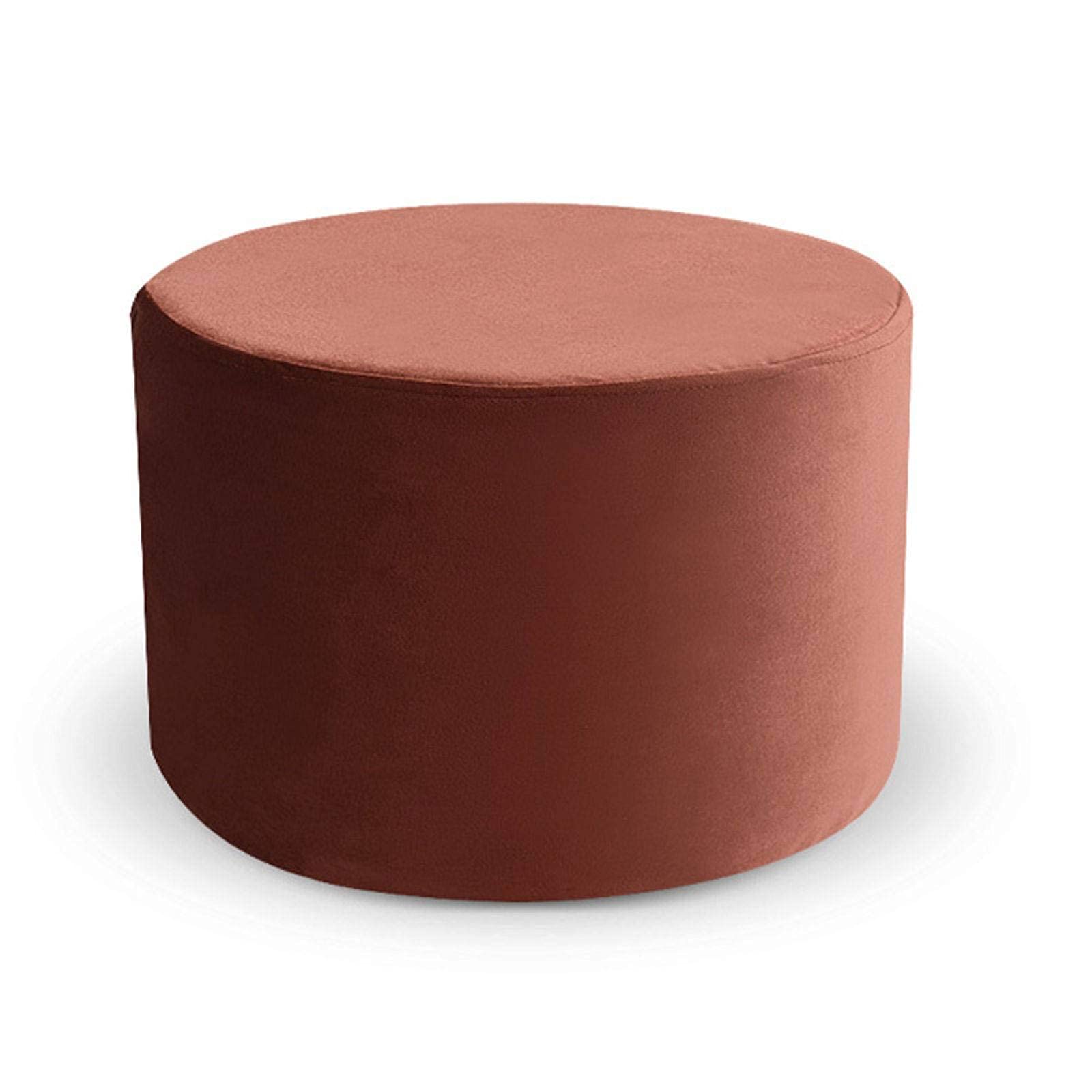 Siège de repose-pieds peu encombrant, petit pouf rond en velours marron