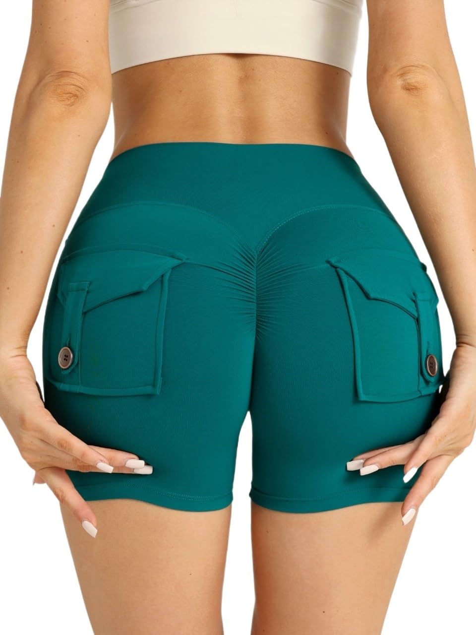 Pantalones Cortos Deportivos de Yoga for Mujer, Cintura Alta, Bolsillos a Tope sexys, Transpirables, Fitness al Aire Libre