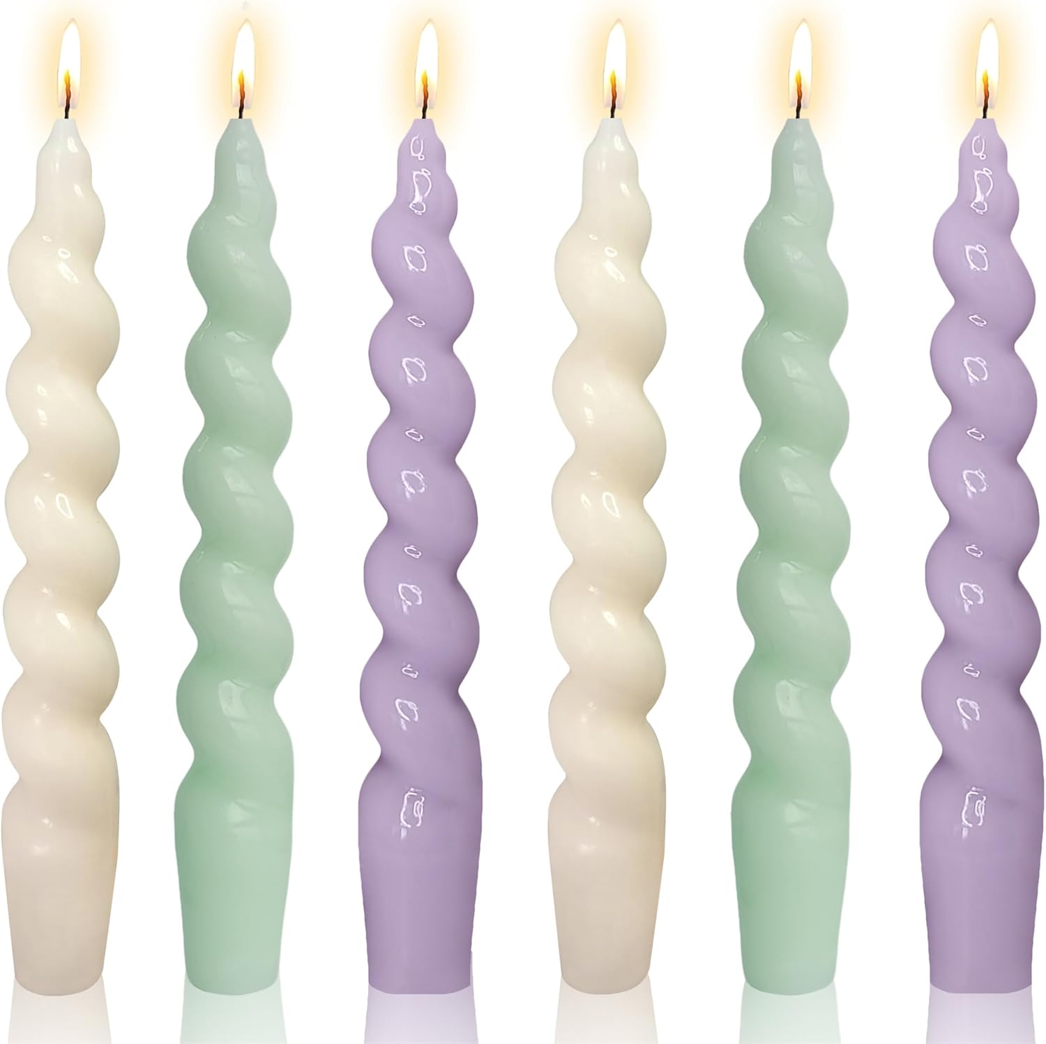 6pcs Spiral Taper Candles for Mothers Day Gifts