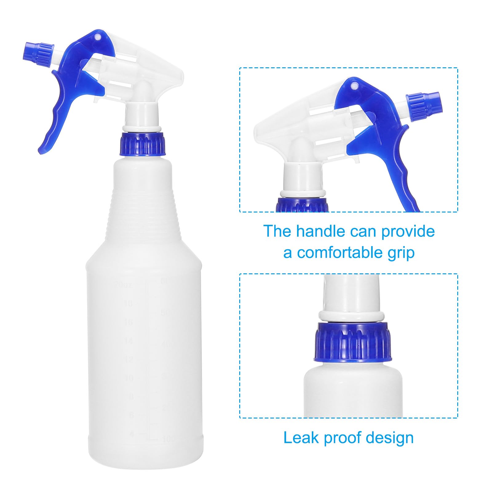 PATIKIL 12pcs 750ml/24oz Bouteilles De Pulvérisation En Plastique Bleu | Buse Réglable Anti-Fuites Vide Brumisateur Jet D'Eau, Pour Solutions De Nettoyage Plantes Cheveux