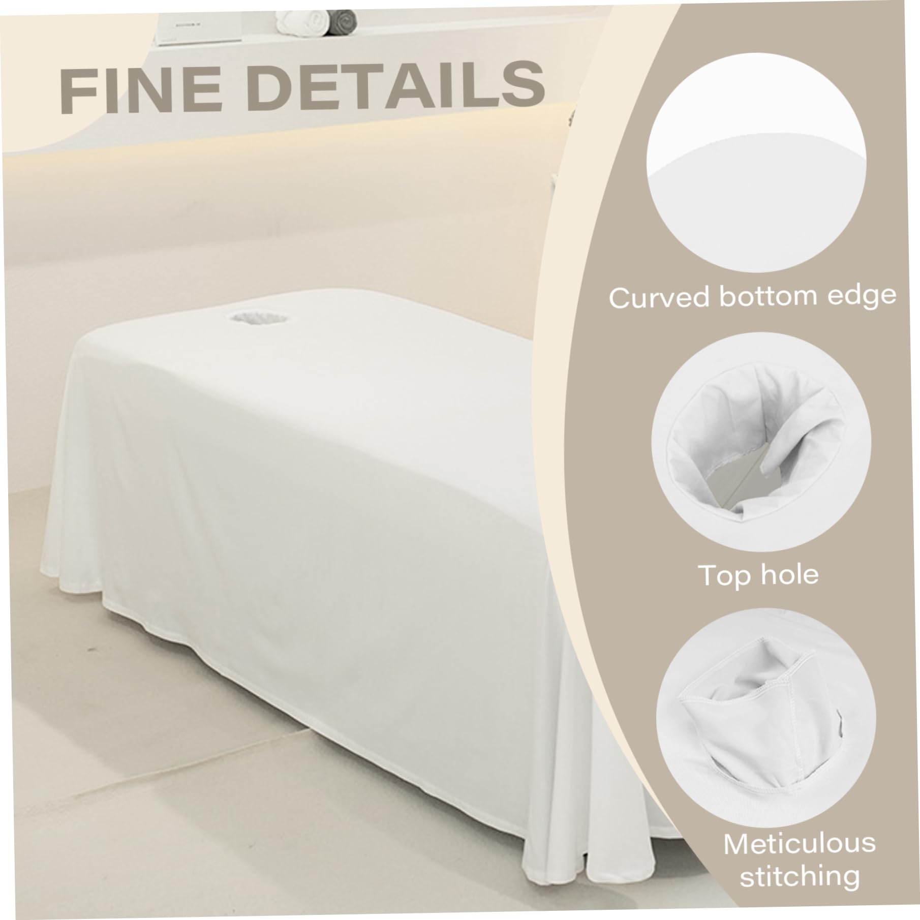 Sábanas para camilla de masaje, Sábana de masaje gruesa tipo gofre con orificio para la cara, funda de cama de belleza lavable y transpirable para camas de 190x80 cm (blanco)
