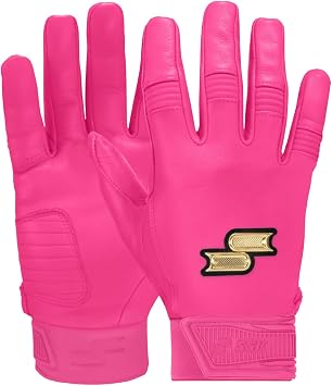 SSK Showcase Adult Baseball Batting Gloves - Durable Full Cabretta Leather Glove - 8 Colors Pink, Large
