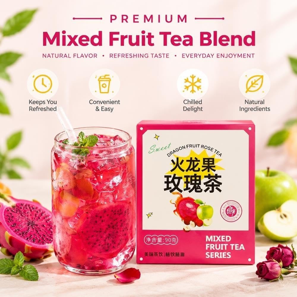 Té de rosa y fruta del dragón, 90 g x 2 cajas