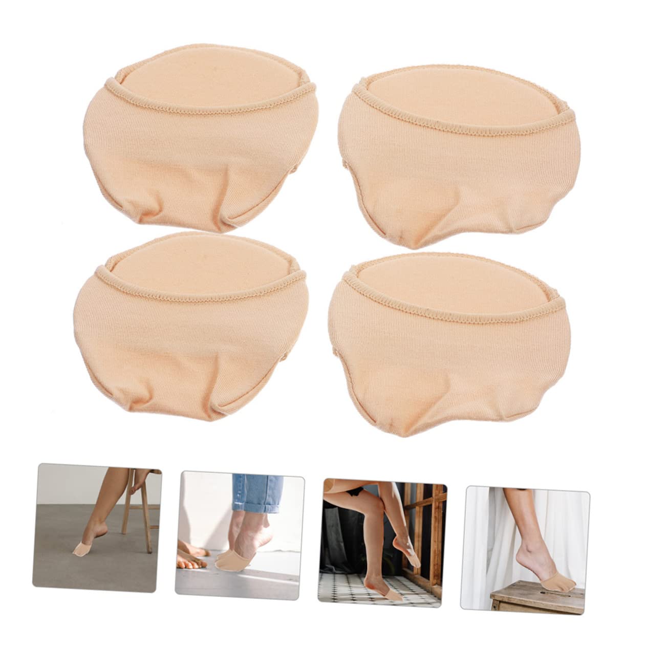 FOMIYES 4Pairs Breathable Forefoot Socks for Women Invisible Half Socks with Slip Design Comfortable Durable Heel Liners for Foot Alignment and Sweat