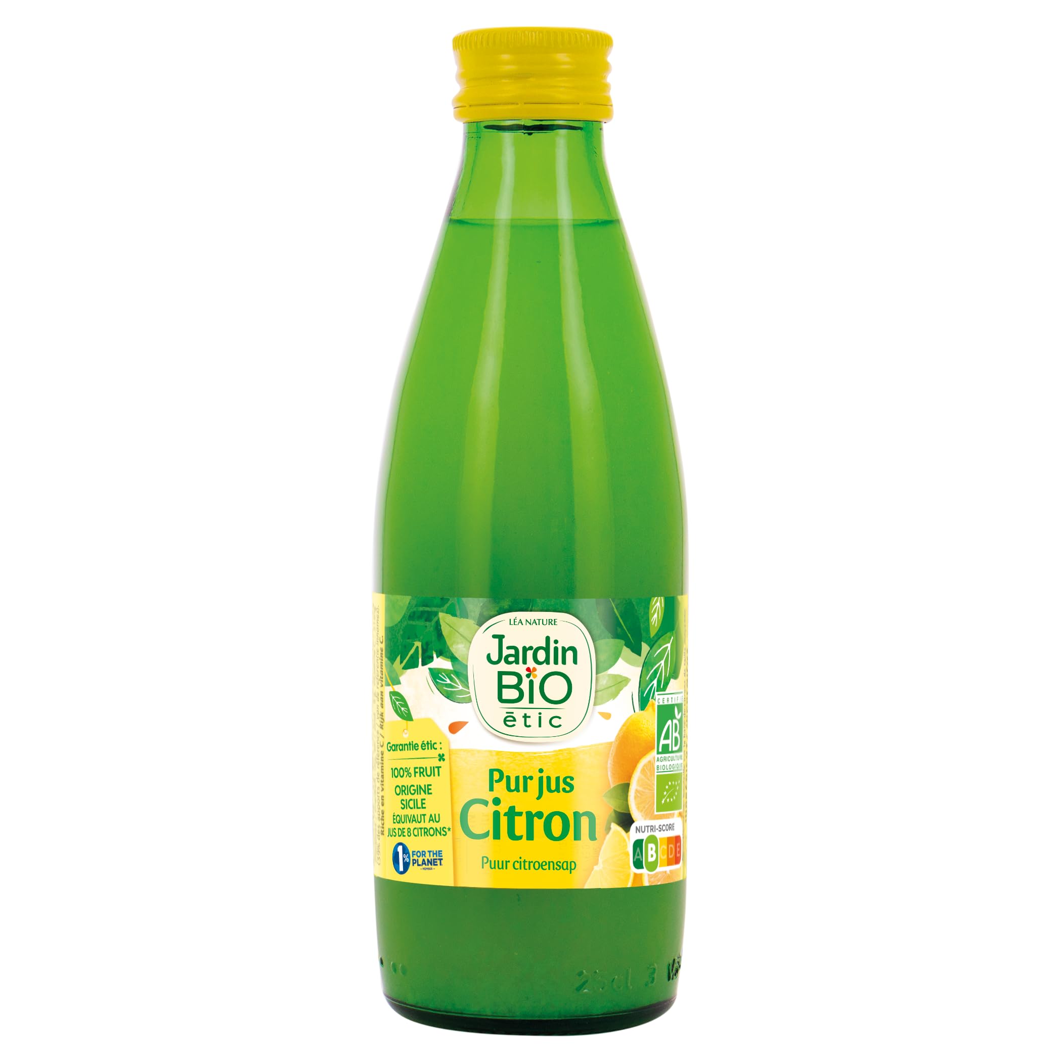 Jardin BiO étic – Pur Jus de Citron Jaune BIO 25cl – Lot de 6 bouteilles | Origine Sicile - 100% Pur Jus, Sans Additifs, Riche en Vitamine C - Agriculture Biologique – Equivalent 8 Citrons – BIO Malin