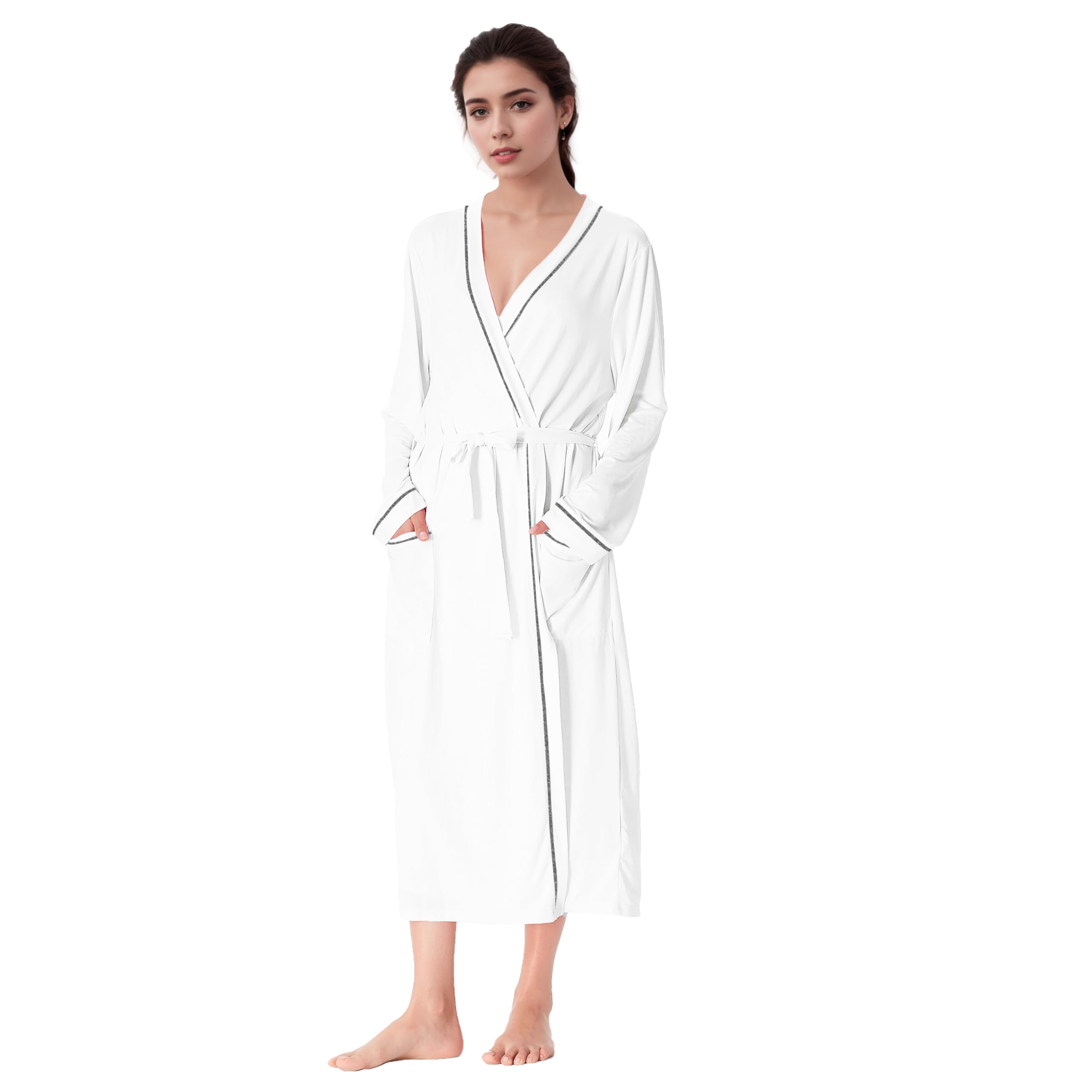 Catalonia Lightweight Ladies Bathrobe, Long Summer Robe with Pockets,Soft Summer Robes for Women, Kimono Gift for Her