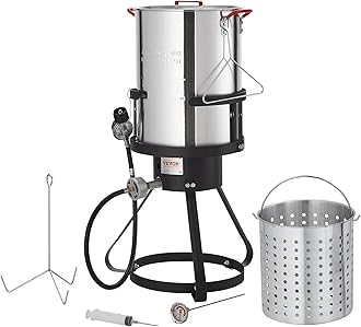 VEVOR Seafood Boiling Kit & Turkey Fryer, 30-qt Boiler Steamer Cooker Set, Outdoor Aluminum Frying Pot, 54,000 BTU Burner Propane Gas Boiler, Gifts for Thanksgiving Day