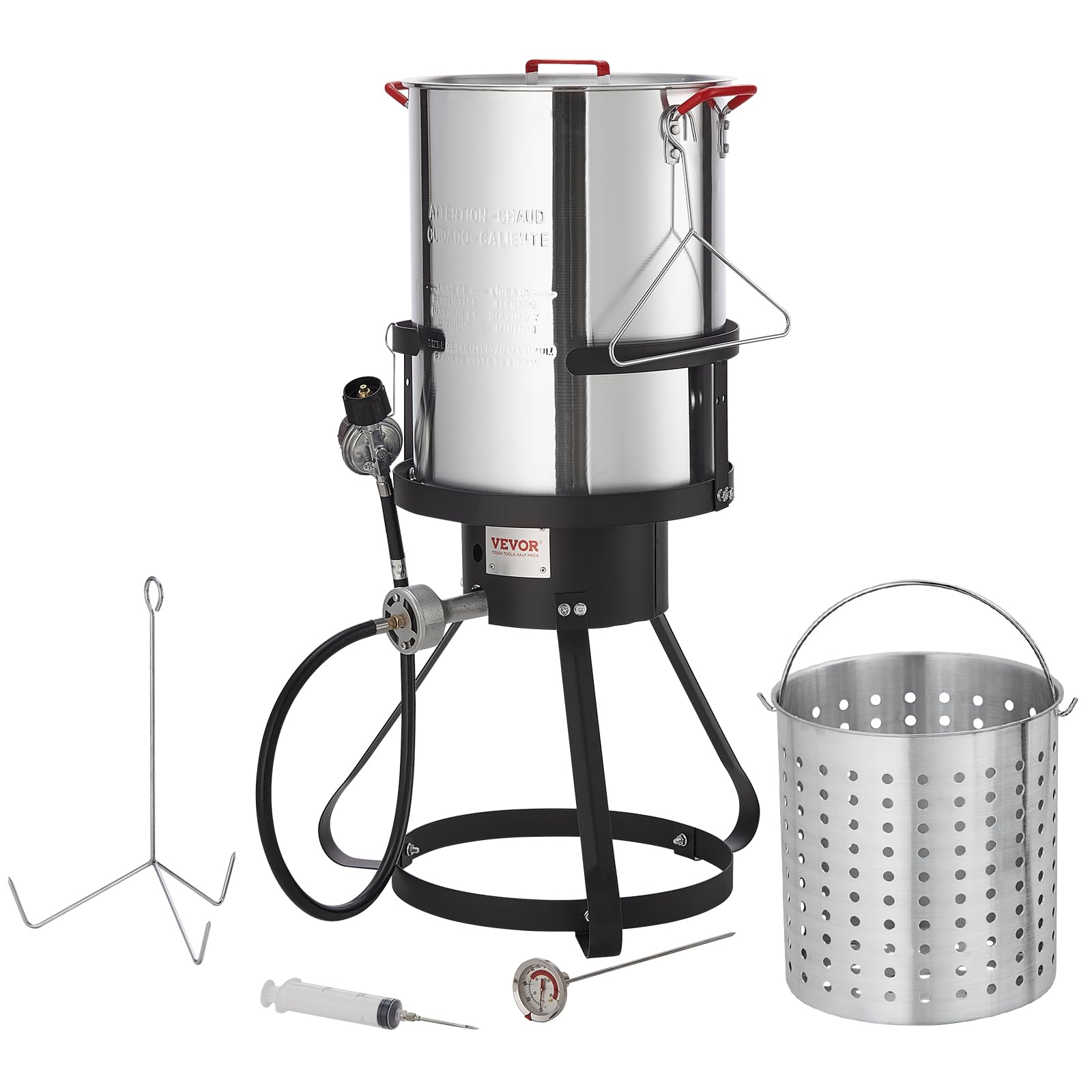 VEVOR Seafood Boiling Kit & Turkey Fryer, 30-qt Boiler Steamer Cooker Set, Outdoor Aluminum Frying Pot, 54,000 BTU Burner Propane Gas Boiler, Gifts for Thanksgiving Day