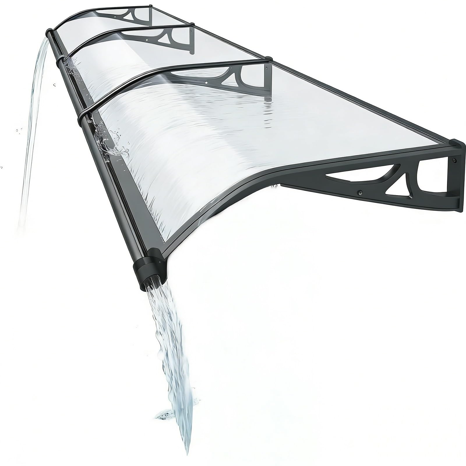 GJMSSMY Durable Outdoor Door Canopy, Aluminum Awning for Windows & Porches, Solid Polycarbonate Rainproof Cover with Fixed Drip Edge, Weather-Resistant Shelter