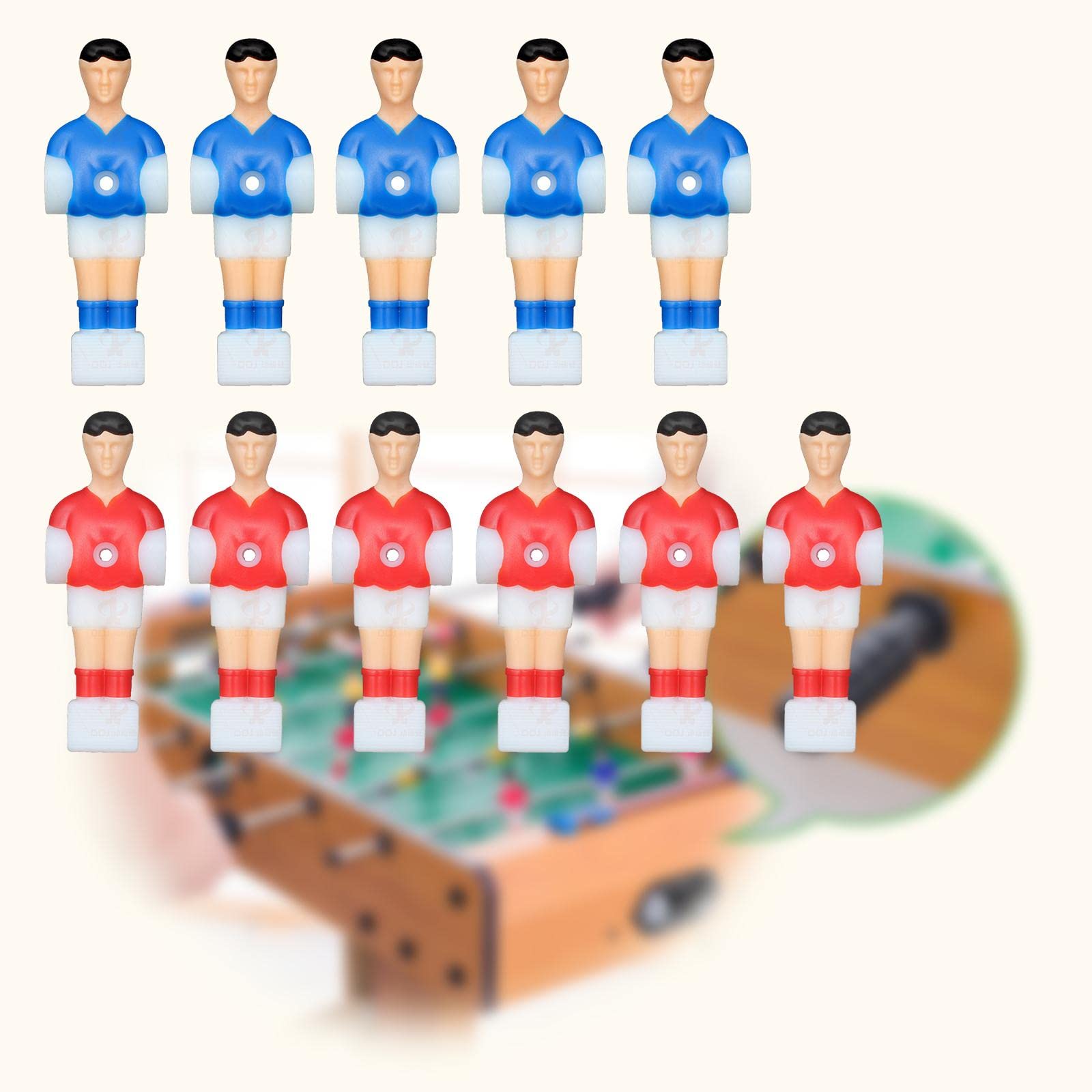 Perfeclan Reemplazo de 11 Uds. de Futbolín para Hombres, Mini Muñeca, Accesorio para Máquina de Futbolín, Rojo Y Azul para Juego