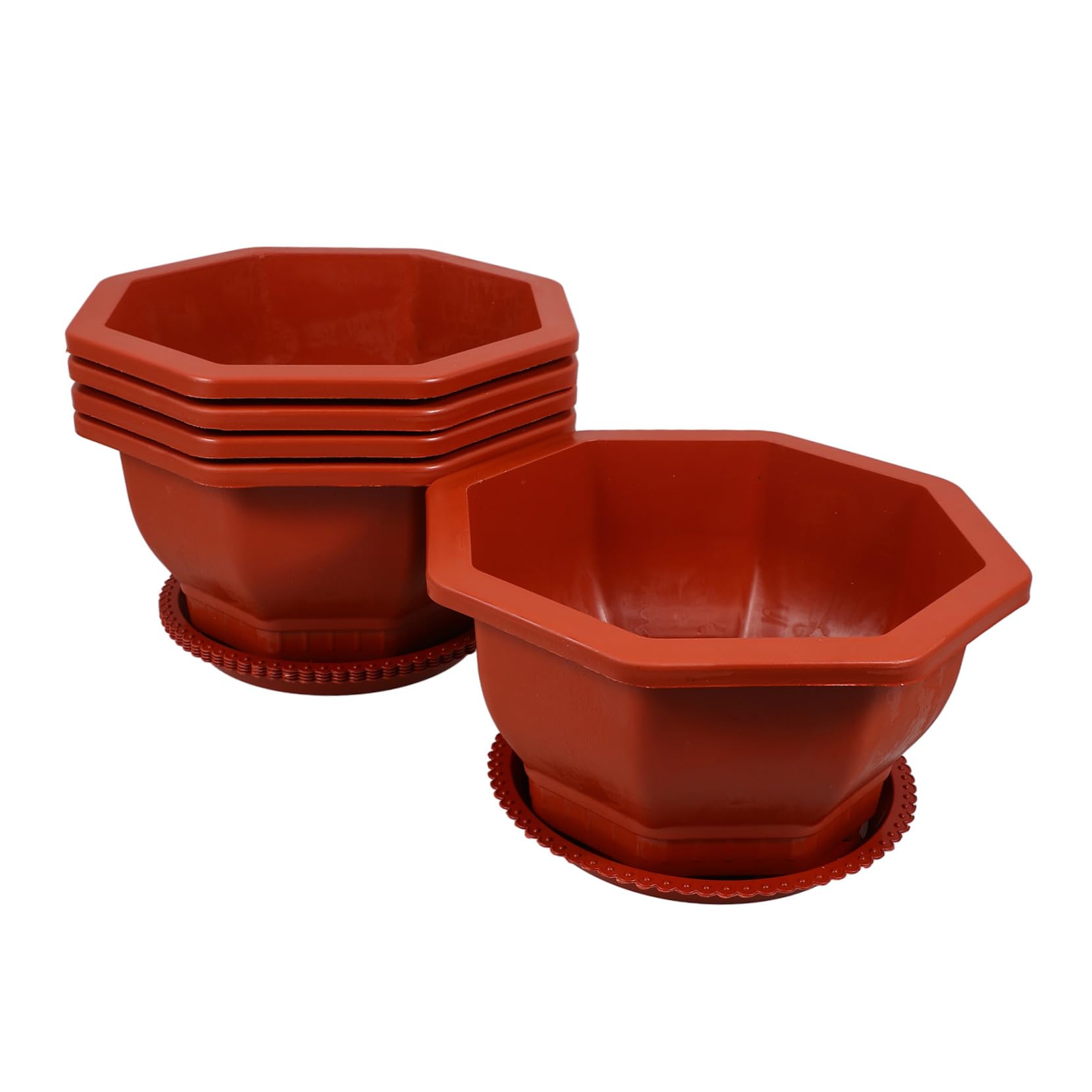 Pots à Bonsaï en Plastique Épaissi Rouge Octogonal pour Sublimer Votre Décoration Intérieure