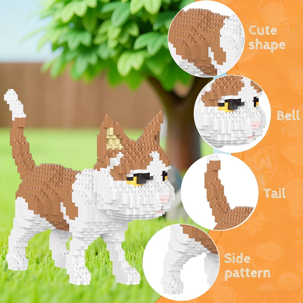 Cat Building Blocks,Cute Cat Building Block Toys,Cute Diy Animal Kit,Gift For Desk Decoration,3D Creative Model,Office Home Decoration Gifts For Adults And Teens,14+ (yellow) - Image 3
