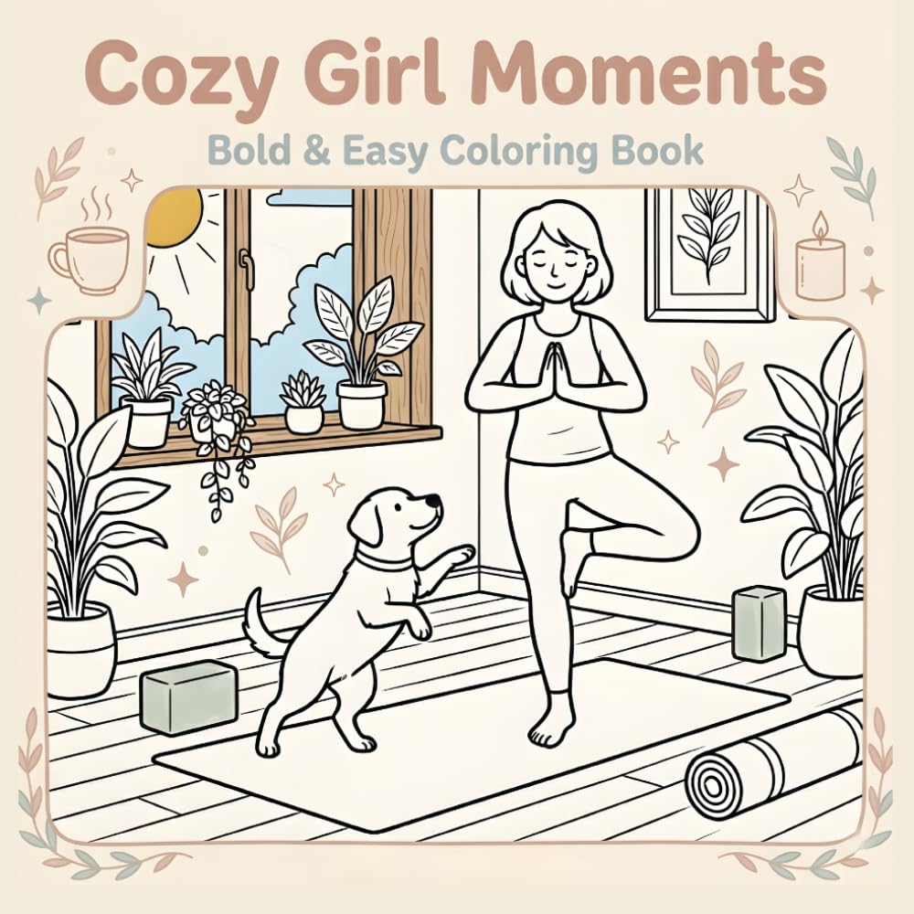 Cozy Girl Moments Bold & Easy Coloring Book for Teens & Adults: Relaxing Coloring Pages for Girls Fun & Stress
