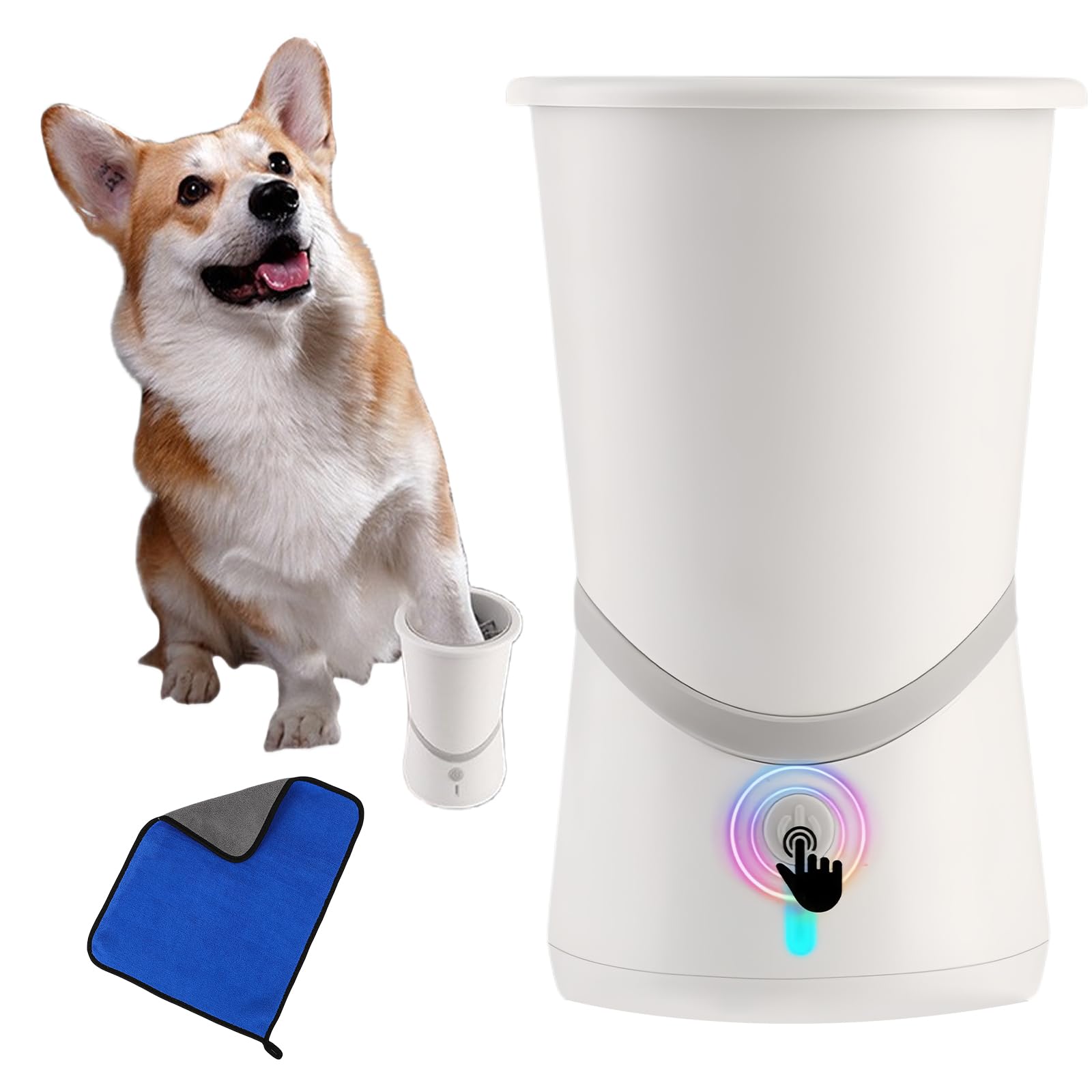 Limpiador de Patas para Perros, Limpiador Patas Perro Eléctrico Portátil, Limpia Patas Perro Recargable con Cepillo de Silicona Suave, para Perros, Gatos Grandes, Incluye Toalla