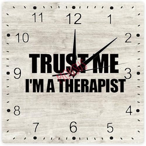 Reloj de pared cuadrado vintage de PVC Trust Me I'm A Therapist para sala de estar, cocina, oficina, decoración de dormitorio, 12 pulgadas