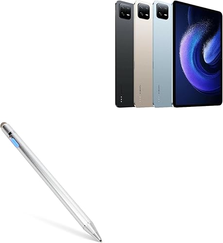 BoxWave Lápiz óptico compatible con Xiaomi Pad 6, AccuPoint Active Stylus, lápiz digital electrónico con punta ultra fina, color plateado metálico