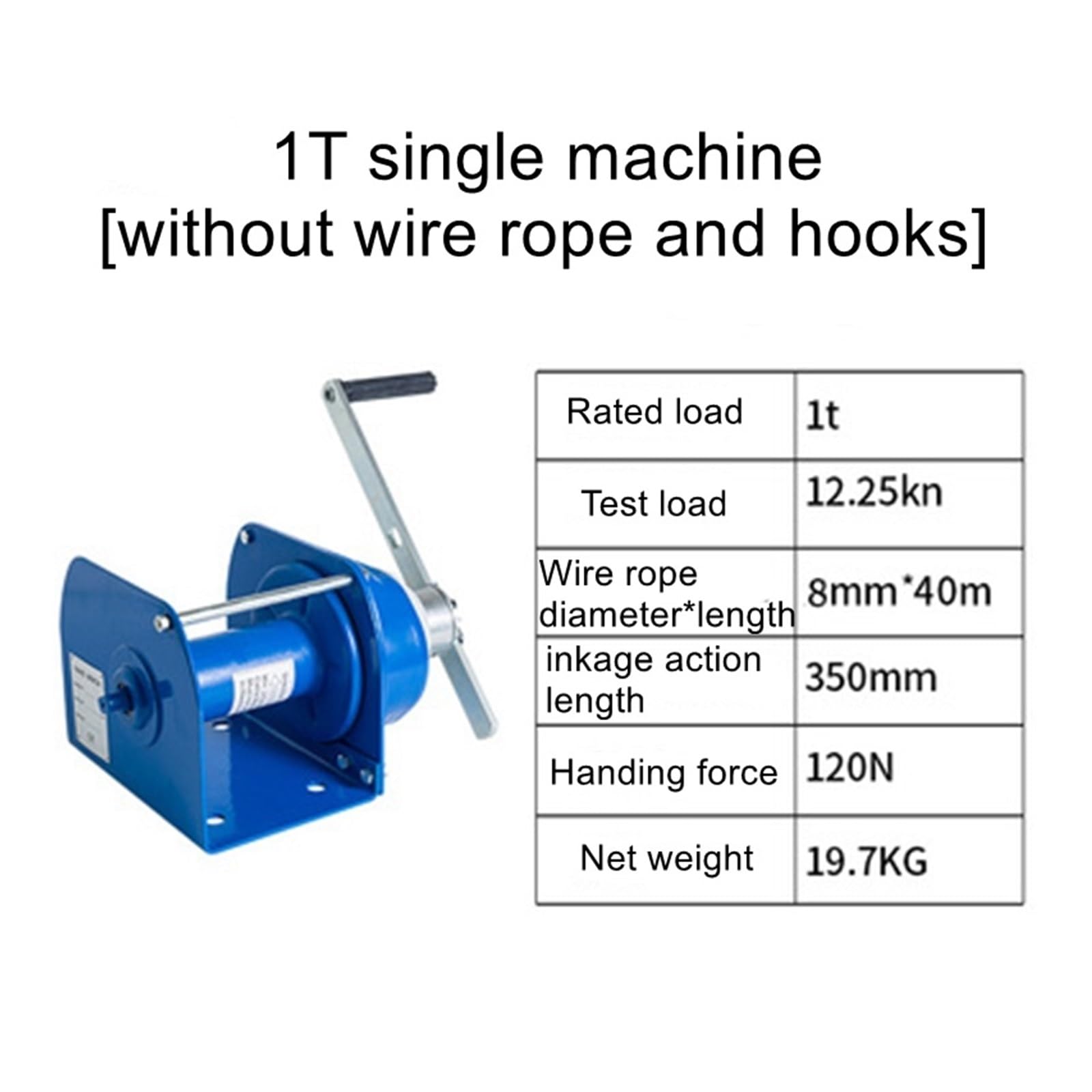Hand Winch,Heavy-Duty Hand Winch 1T Manual Self-Locking Brake Winch Rope Tightener Winch for Cars, Home Improvement, Cargo Handling