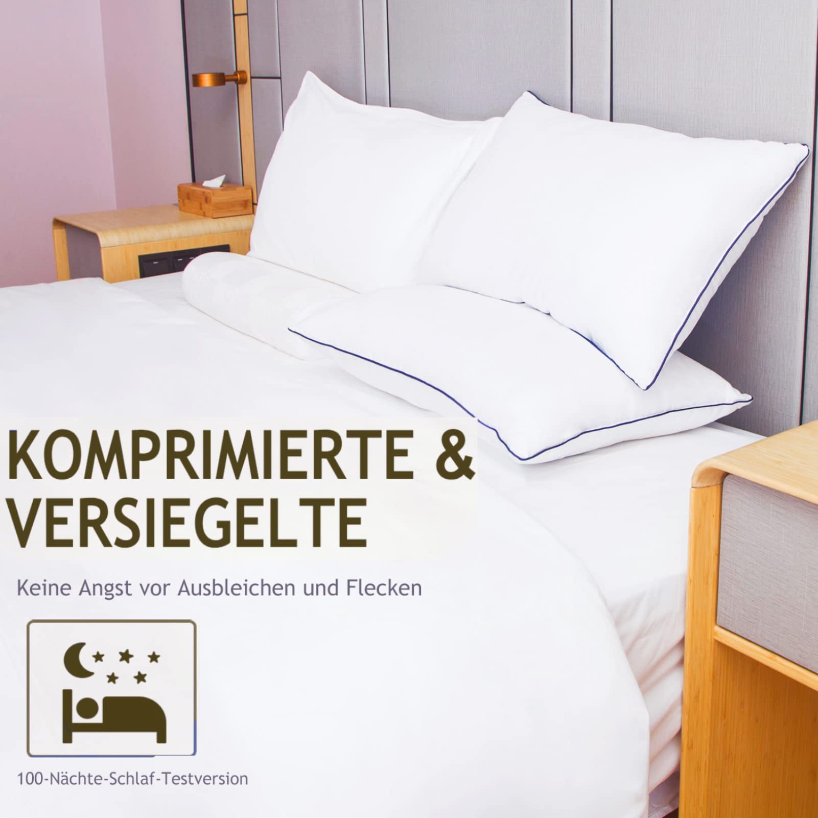 Kopfkissen 50x70 cm Luxus Hotel Kopfkissen Komfort Bettkissen 2er Set Kissen, 100 Mikrofaser Innenkissen Waschbar Kopfkissen Nackenschmerzen Allergiker Schlafkissen Seitenschläferkissen