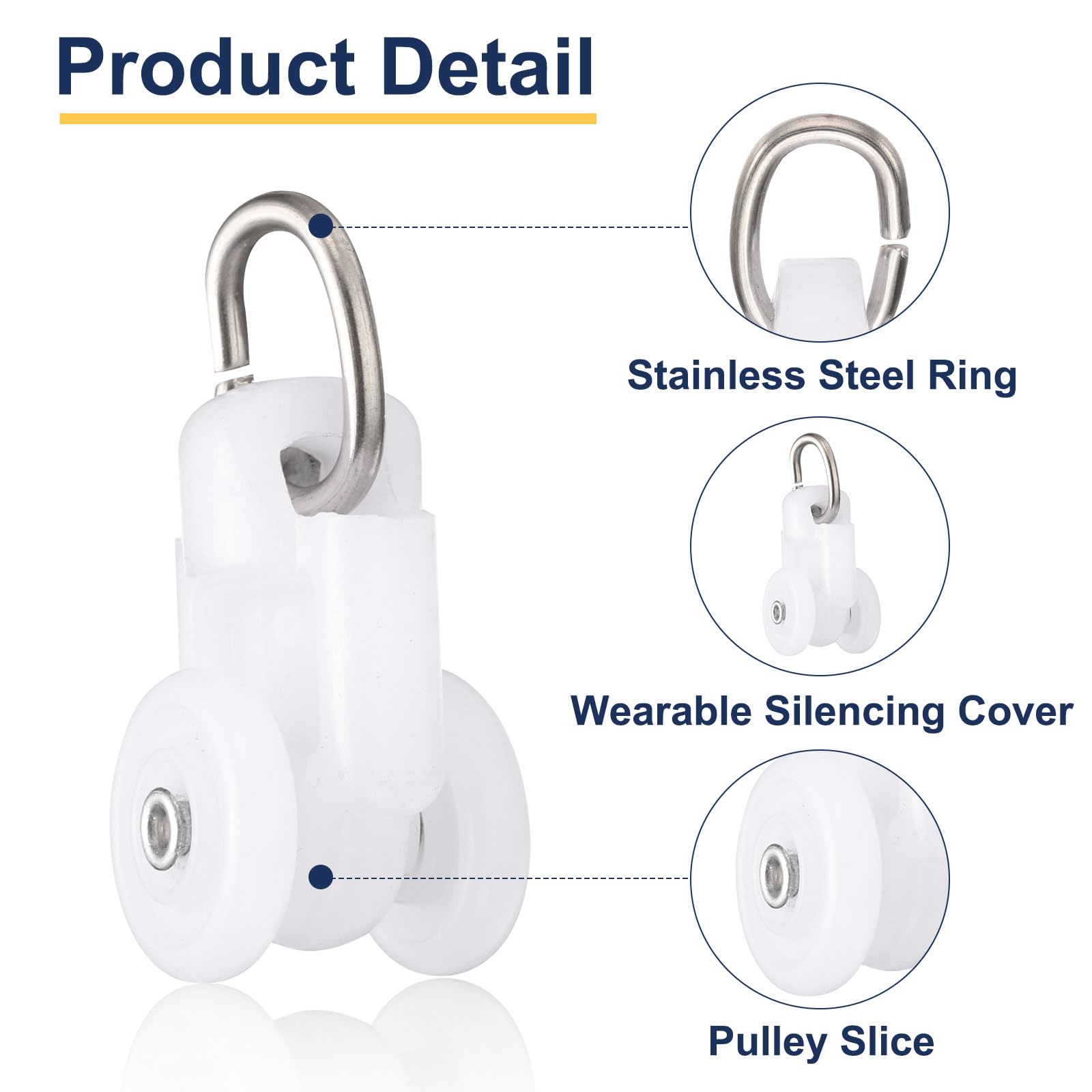 QUARKZMAN 50Pcs Rullini per Tendaggi Rullini per Guide per Tendaggi Carrelli per Tende Plastica con Ruote Doppie per Accessori Porta Guide per Finestre (Bianco)